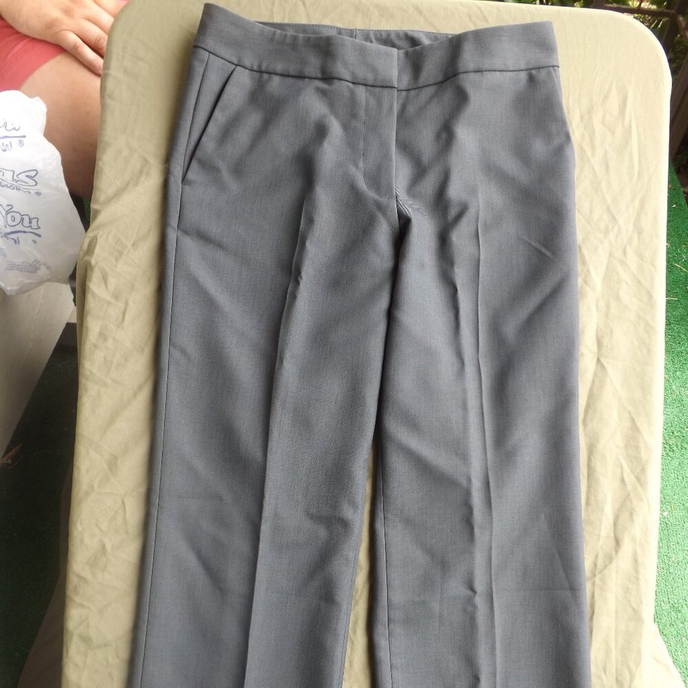 Edwards Signature Women 0-UL NEW Career Dress Pant Grey poly Flat Front unhemmed